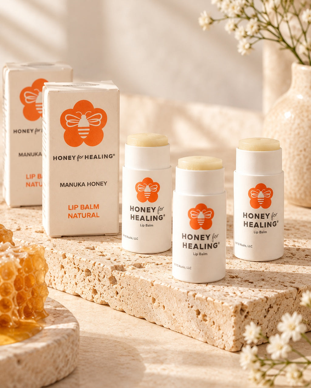 Honey for Healing Lip Balm 3-Pack with Natural lip balms
