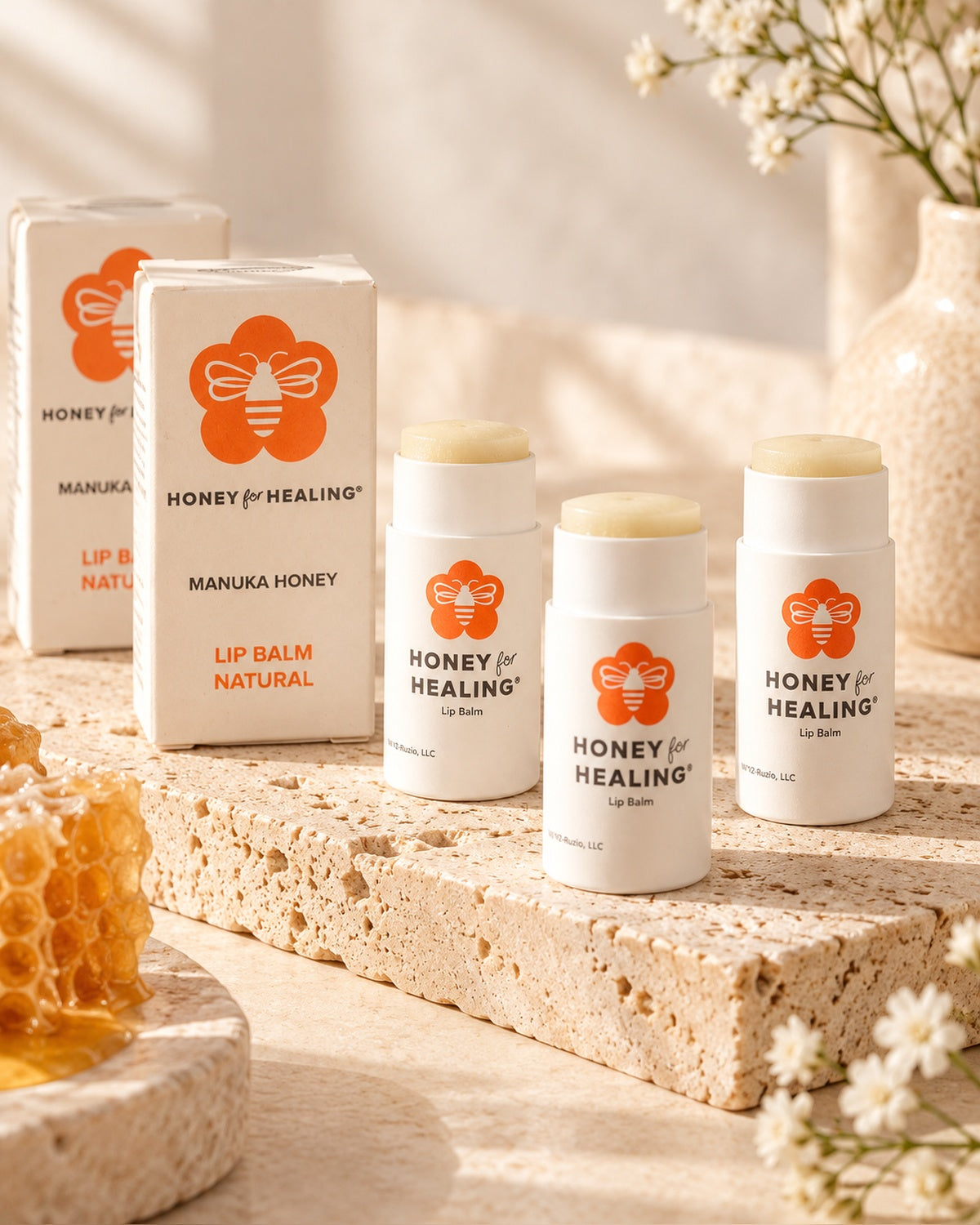 Honey for Healing Lip Balm 3-Pack with Natural lip balms
