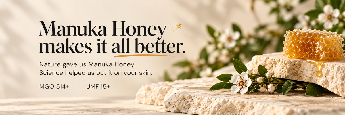 Manuka honey, honeycomb and Manuka flowers — Honey for Healing hero