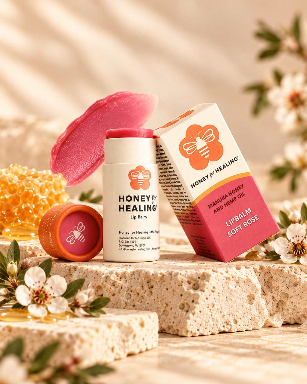 Honey for Healing Soft Rose Manuka Honey Lip Balm